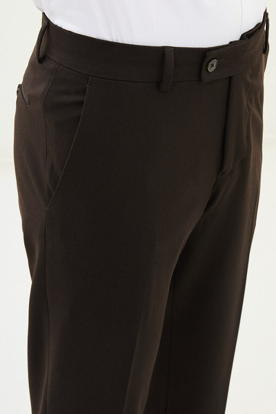 Mcr Straight Slim Fit Classic Wool Men's Trousers Brown - 38325.25K