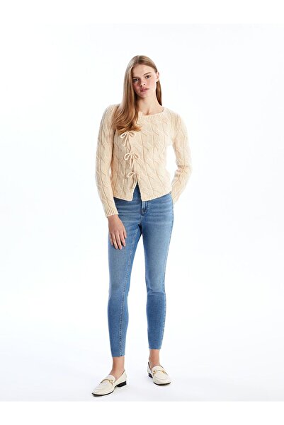 LC Waikiki LCW Vision Bisiklet Yaka Kendinden Desenli Kadın Triko Kazak