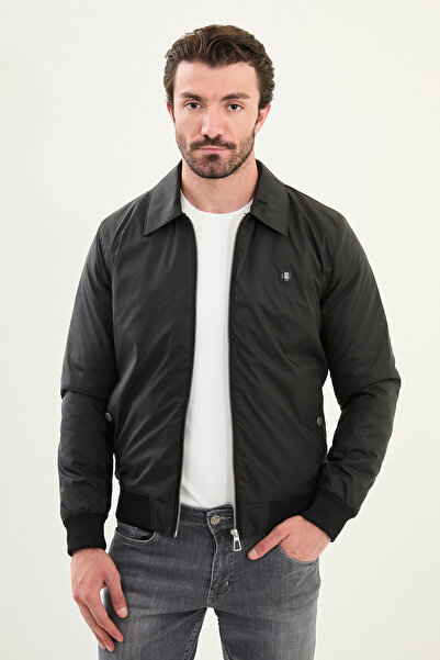 Mcr Plain Slim Fit Shirt Collar Men's Coat Black - 39648.25K