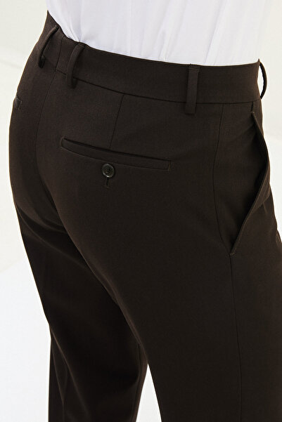 Mcr Straight Slim Fit Classic Wool Men's Trousers Brown - 38325.25K