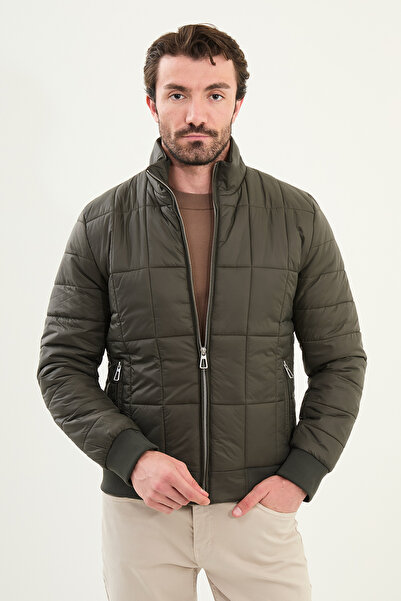 Mcr Quilted Slim Fit Judge Collar Puffer Men's Coat Khaki - 39651.25K