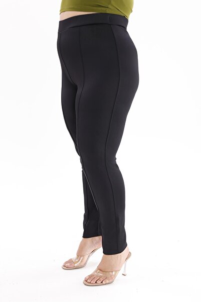 Siyezen Plus Size Scuba Fabric Leggings with Front Seam Detail