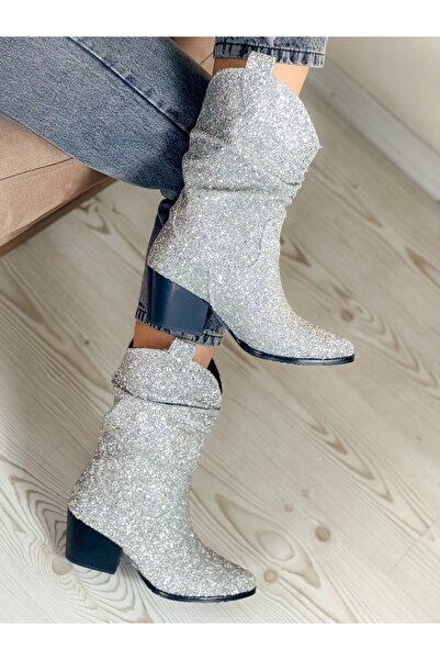 BERFONA TOKYO SILVER STONE 6 CM TOC DALLAS CIZME BOTTIE