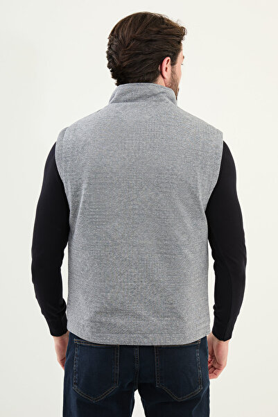 Mcr Gray Slim Fit Stand Collar Men's Vest Navy Blue - 40946.25K