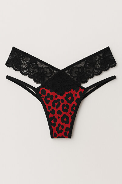 Romina Valy Kadın Leopar Desen Penye String