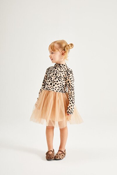 Lolliboomkids Girl's Leopard Patterned Tutu Detailed Dress
