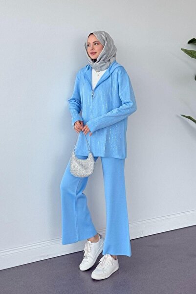 Şulemoda Giyim طقم هودي إيروس باللون الأزرق