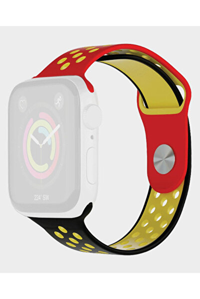 porodo سوار ساعة لايف ستايل سبورت سيليكون 44/45 مم (ألمانيا) - أحمر/أسود/أصفر