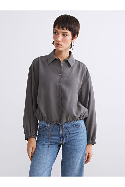 LC Waikiki Anthracite Modal Blend Oversize Women's Shirt