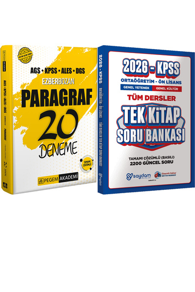 Pegem Akademi Yayıncılık 2026 AGS KPSS ALES DGS Ezberbozan Paragraf 20 Deneme...