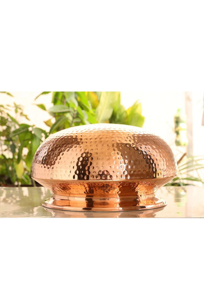 Bin Shihoun 2 Hammered Solid Copper Pot Punjabi Design for Home, Hotels, and Restaurants
