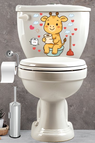 Echo Home Toilet Seat Sticker Cute Giraffe Hearts and Clouds Themed Bathroom ...