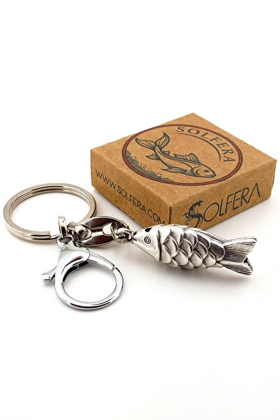 Solfera Pește Pescar Binecuvântare Norocoasă Metal Antic breloc KY034