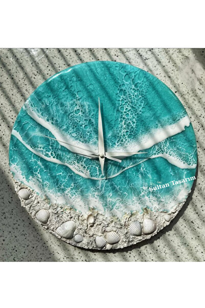 Sultan Tasarım ساعة حائط أنيقة بتصميم إيبوكسي 40 سم - قطر 40 سم