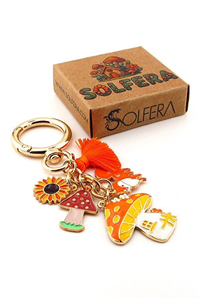 Solfera Ev Şeklinde Home Mantar Ay Çiçeği Bahar Çanta Süsü Charm Anahtarlık KY026