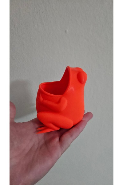 Özel Yapım حافظة أقلام على شكل ضفدع باللون البرتقالي