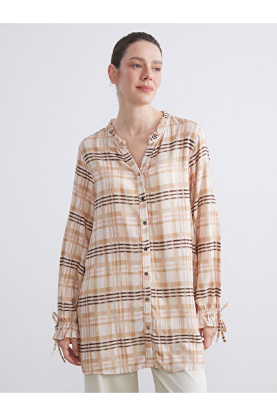 LC Waikiki Cămașă în carouri pentru femei cu decolteu cu volane