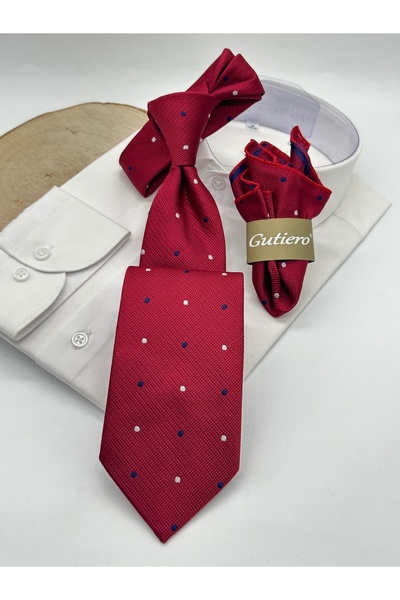 Gutiero Claret Red Dotted Classic Tie