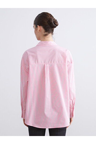 LC Waikiki Çizgili Oversize Poplin Kadın Gömlek