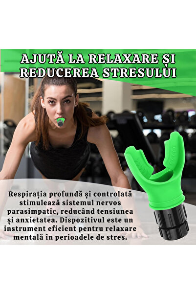 Whimlets Aparat de antrenament respirator cu valvă reglabilă, design ergonomic, pentru îmbunătățirea capacității pulmonare, verde