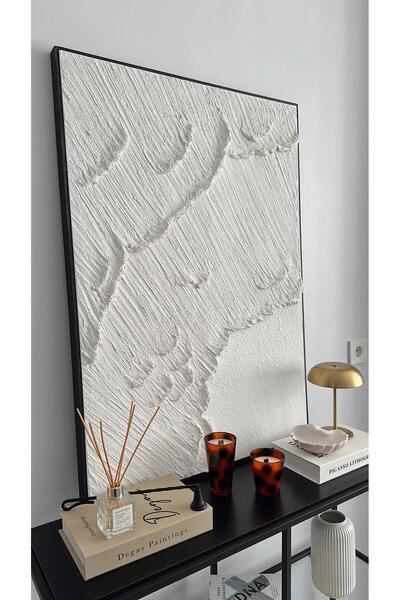 VENGA CONCEPT Dokulu Tablo 3 Boyutlu Tablo Alçı Tablo İskandinav Tablo Minimalist Tablo El Yapımı Tablo Doku Sanat