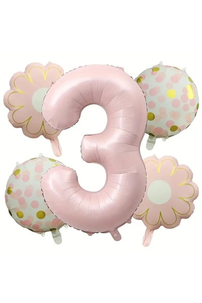 DÜVENCİ TİCARET مجموعة بالونات عيد ميلاد من رقائق الألومنيوم على شكل زهرة الش...