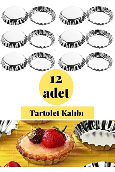 Mikasso 12’li Tartolet Kek Kurabiye Kalıbı Büyük Boy Metal Kek Kalıbı Paslanm...