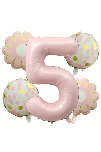 DÜVENCİ TİCARET Pembe & Sarı Puantiyeli ayçiçeği folyo balonlu yaş balon set