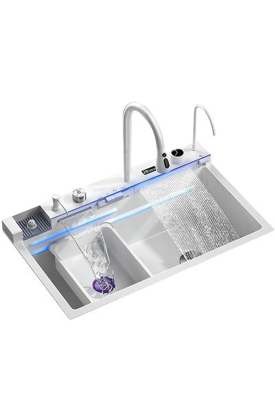 BisDesign Chiuvetă de bucătărie multifuncțională, toate accesoriile, suprafaț...