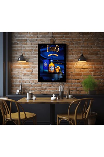 Best Tekstil Tasarım çerçeveli led ışıklı bar viski tablo (adaptörlü)