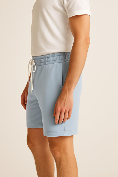 ESFA Navy Blue Casual Shorts with Elastic Waist and Lace