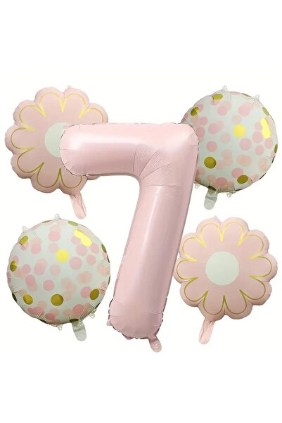 DÜVENCİ TİCARET مجموعة بالونات عيد ميلاد من رقائق الألومنيوم على شكل زهرة الش...