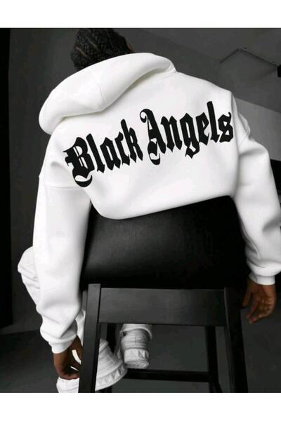 Elvino Street Wear Style Black Angels με στάμπα γυναικεία/ανδρικά unisex oversize φούτερ με κουκούλα 3 κλωστών