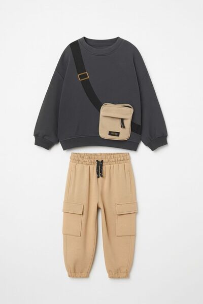Daisy Dolly Boy's Pocket Detailed Sweatshirt Jogger Bottom Set