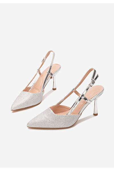 B T Shoes Stribrné lodičky s otevřenou pätou Frezia