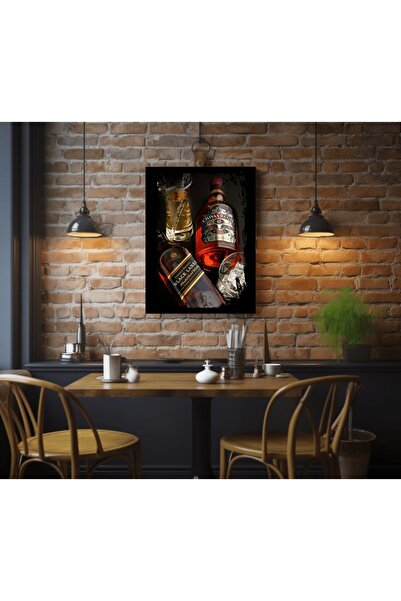 Best Tekstil Tasarım çerçeveli led ışıklı bar viski tablo (adaptörlü)