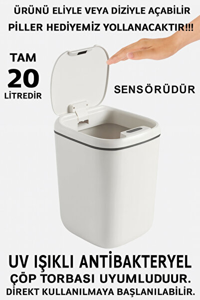AyrStore Teknolojik Çöp Kutusu Otomatik Aç Kapat Sensörlü Mutfak Banyo Ev Ofi...