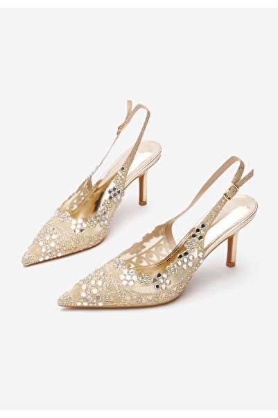 B T Shoes Zlaté lodičky s otevřenou pätou Tresia