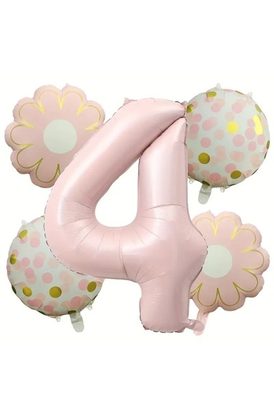 DÜVENCİ TİCARET مجموعة بالونات عيد ميلاد من رقائق الألومنيوم على شكل زهرة الش...