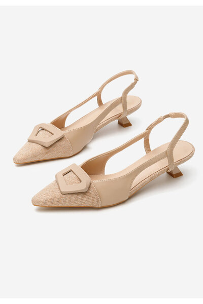 B T Shoes Khaki lodičky na nízkém podpatku Helaine