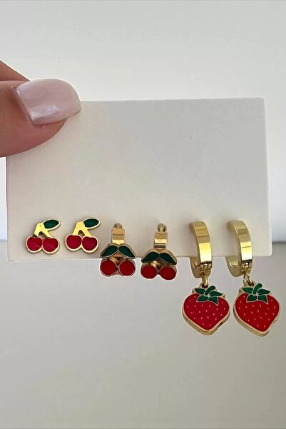 shai طقم من 6 أقراط من الفولاذ بأشكال مختلطة باللون الذهبي