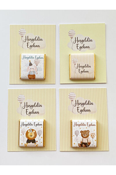 Hepsi Enteresan Pakette İsme Özel Erkek Bebek Çikolatası (32 adet), Yeni Doğa...