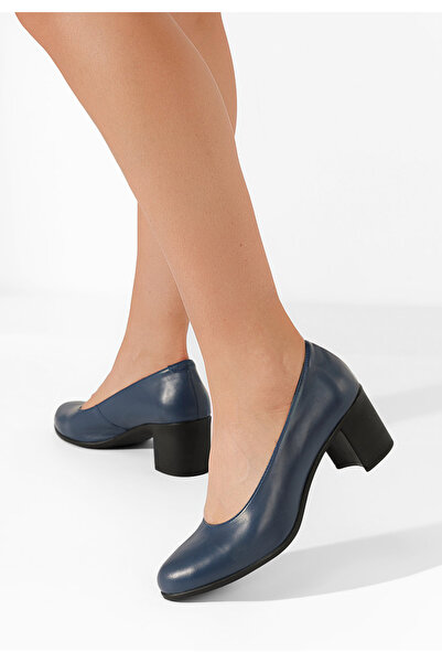 B T Shoes Tmavě modré kožené lodičky Dalida