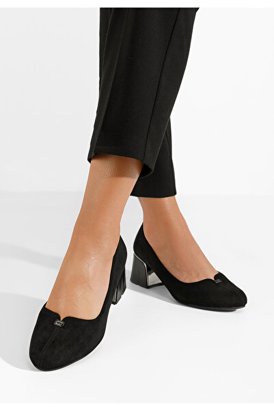 B T Shoes Čierne lodičky na hrubom opätku Lutea V2