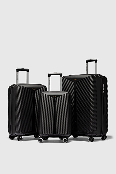 Fiyaka My-pp Bilbao tekerlekli kırılmaz valiz 3'lü set bavul SİYAH