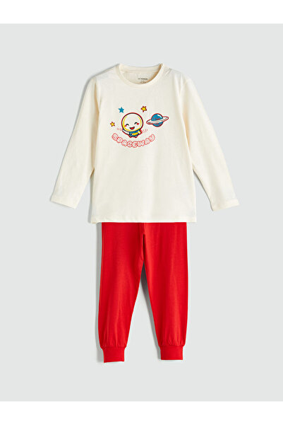 LC Waikiki Екру печатен комплект пижама за момчета