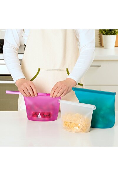 IKEA FILFISK 3-piece resealable bag set, multicolour/silicone, 1.0/1.2/2.5 l