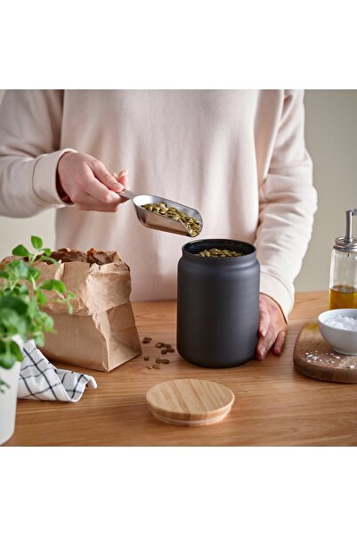 IKEA EKLATERA Jar with lid, black, 1 l