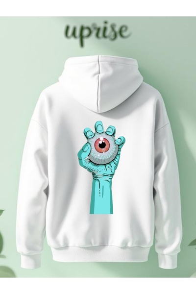 Vordevia Hanorac Neon Eye cu imprimeu Cotton 3 Thread O supradimensionat