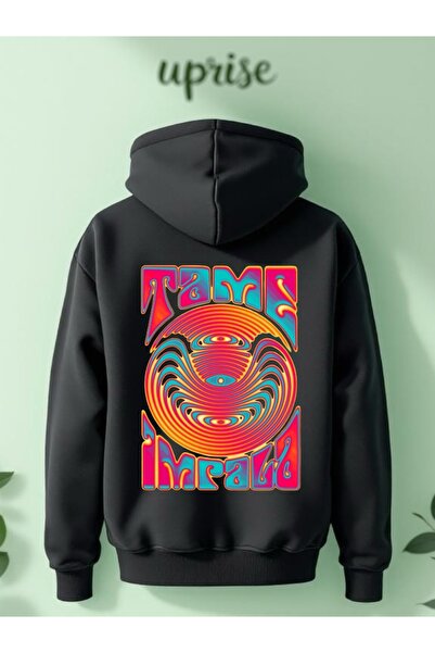 Vordevia Hanorac Tame Impala cu imprimeu din bumbac cu 3 fire O supradimensionat